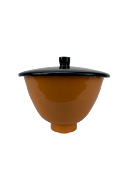 Kleine Bambus Schüssel orange mit Deckel